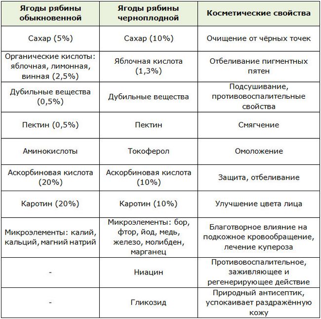 Корисні косметические свойства рябины обыкновенной и черноплодной